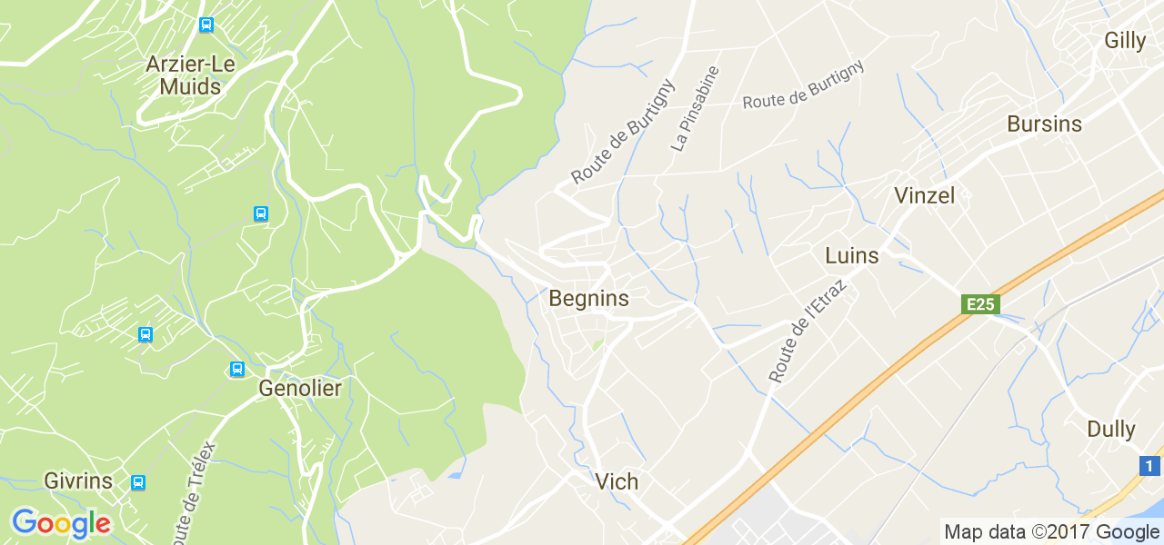 map de la ville de Begnins