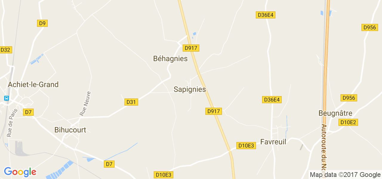 map de la ville de Béhagnies