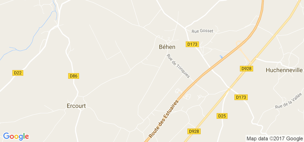 map de la ville de Béhen