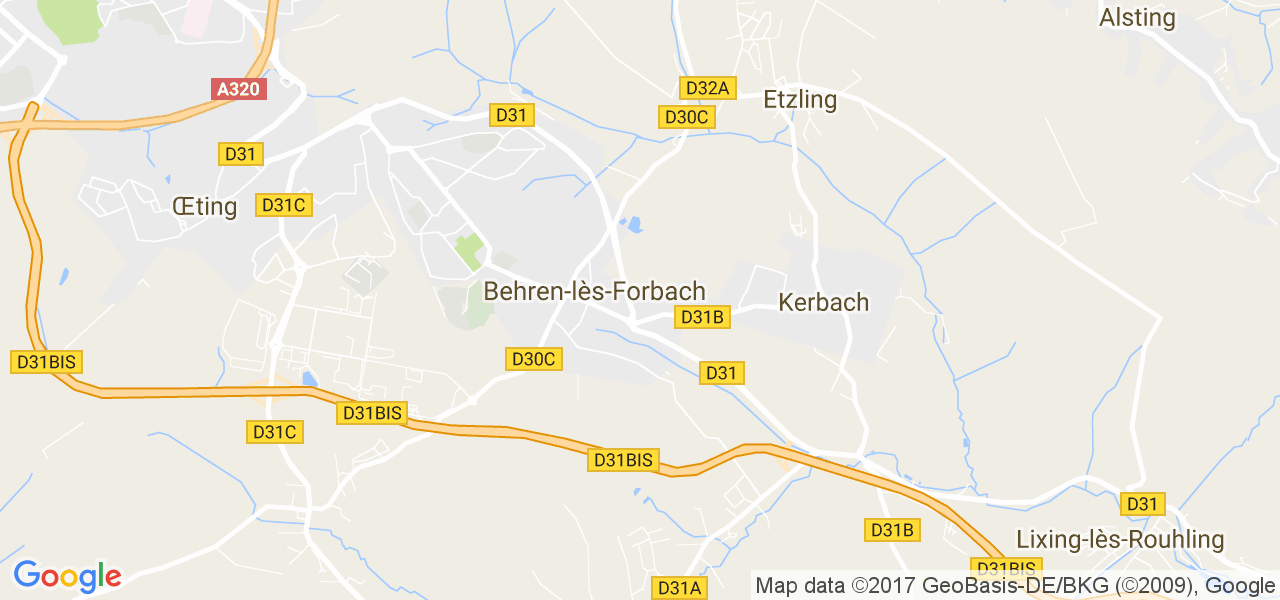 map de la ville de Behren-lès-Forbach