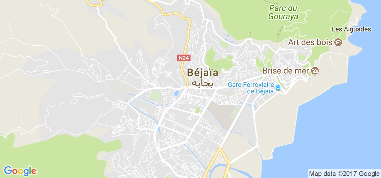 map de la ville de Béjaïa