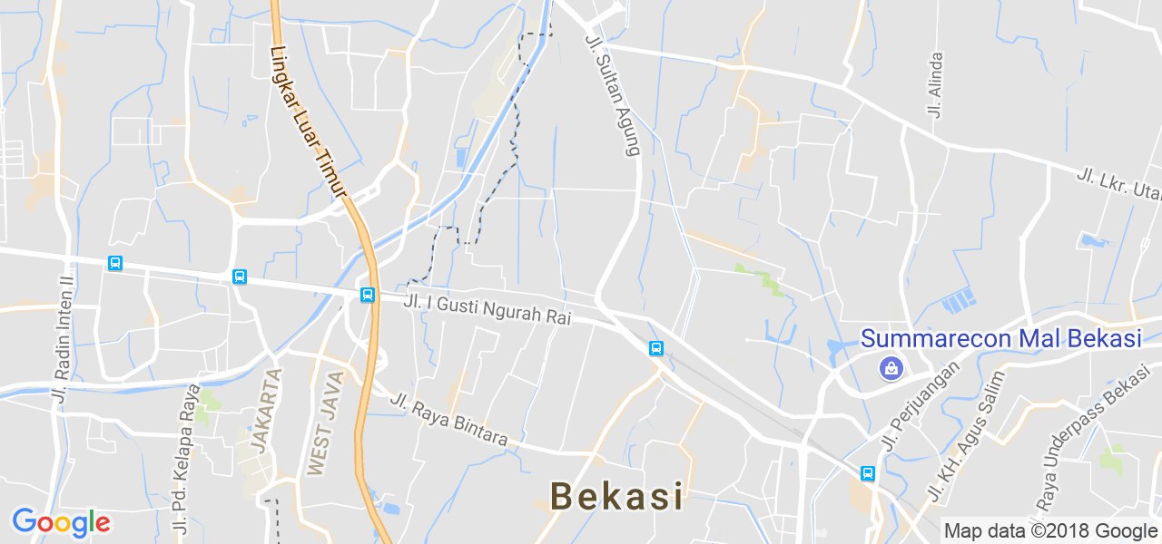 map of the city of Bekasi