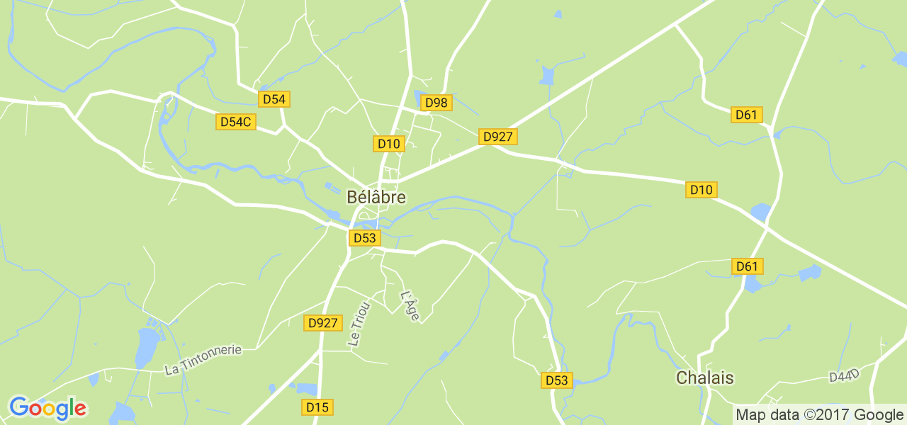 map de la ville de Bélâbre