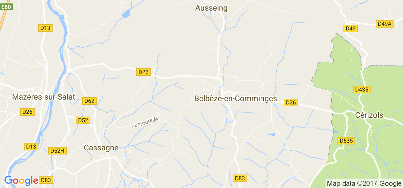 map de la ville de Belbèze-en-Comminges