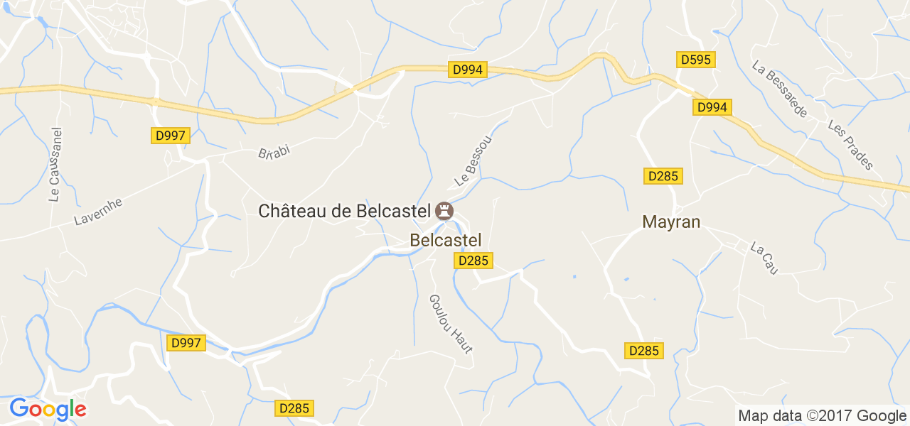 map de la ville de Belcastel