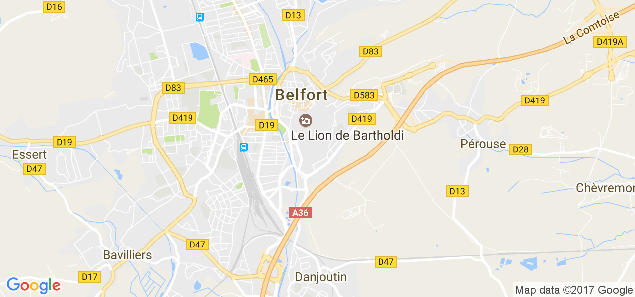 map de la ville de Belfort