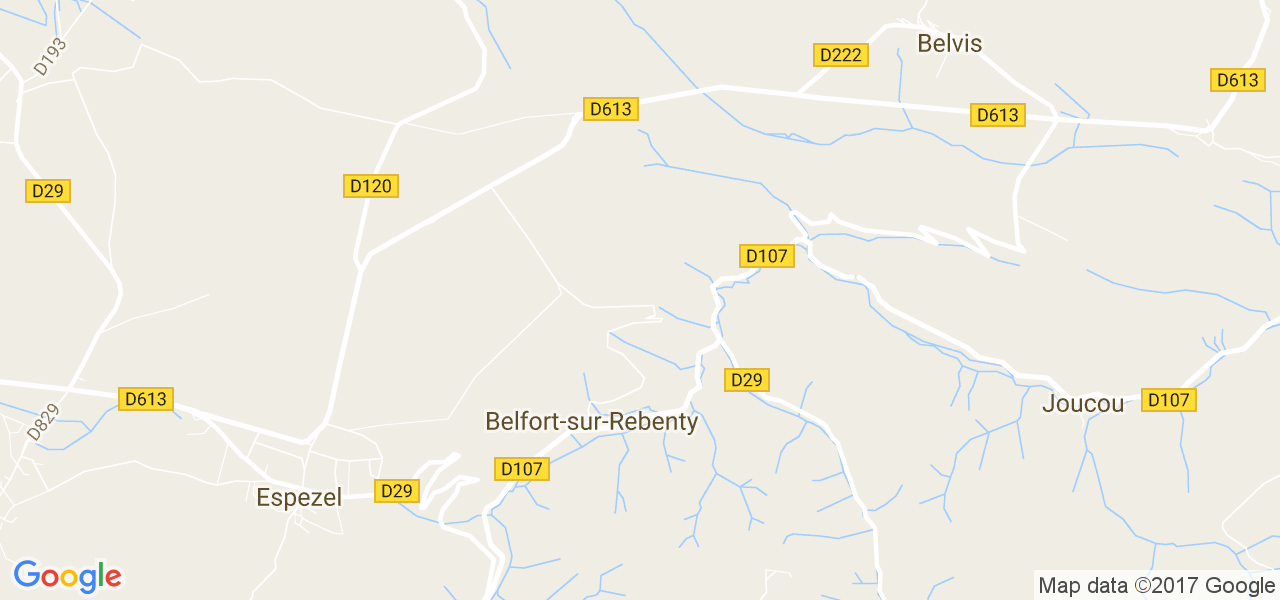 map de la ville de Belfort-sur-Rebenty