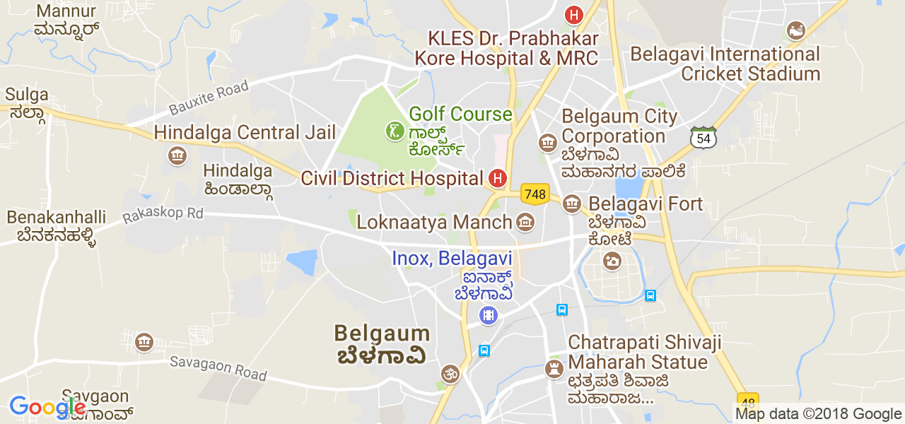 map of the city of Belgaum