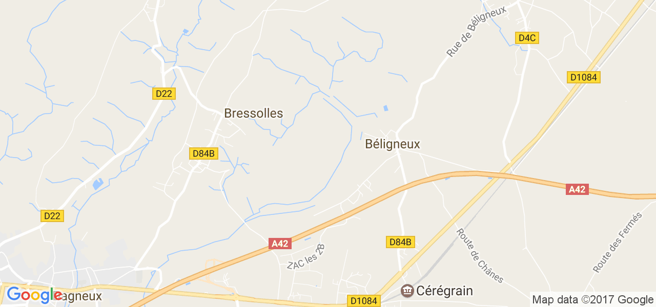 map de la ville de Béligneux