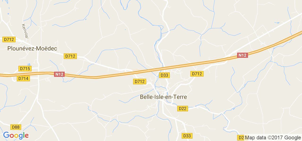 map de la ville de Belle-Isle-en-Terre