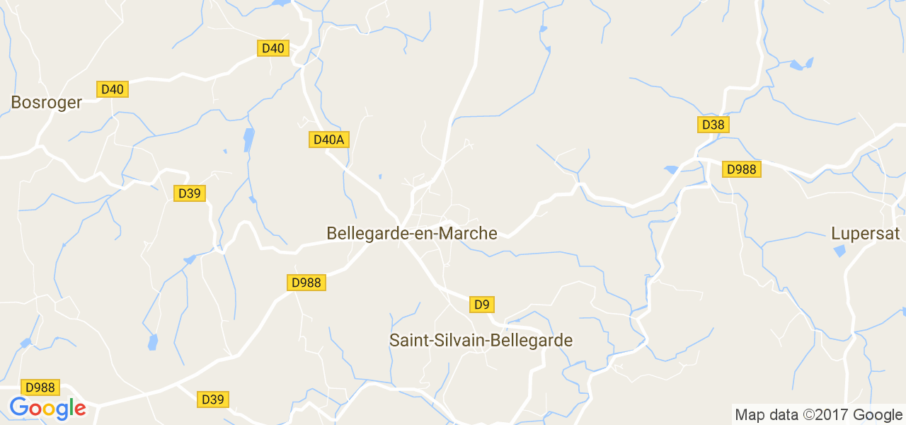 map de la ville de Bellegarde-en-Marche