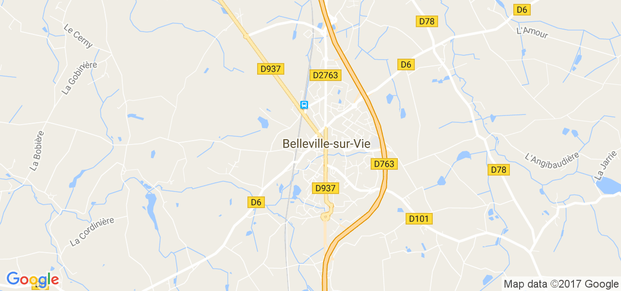 map de la ville de Belleville-sur-Vie