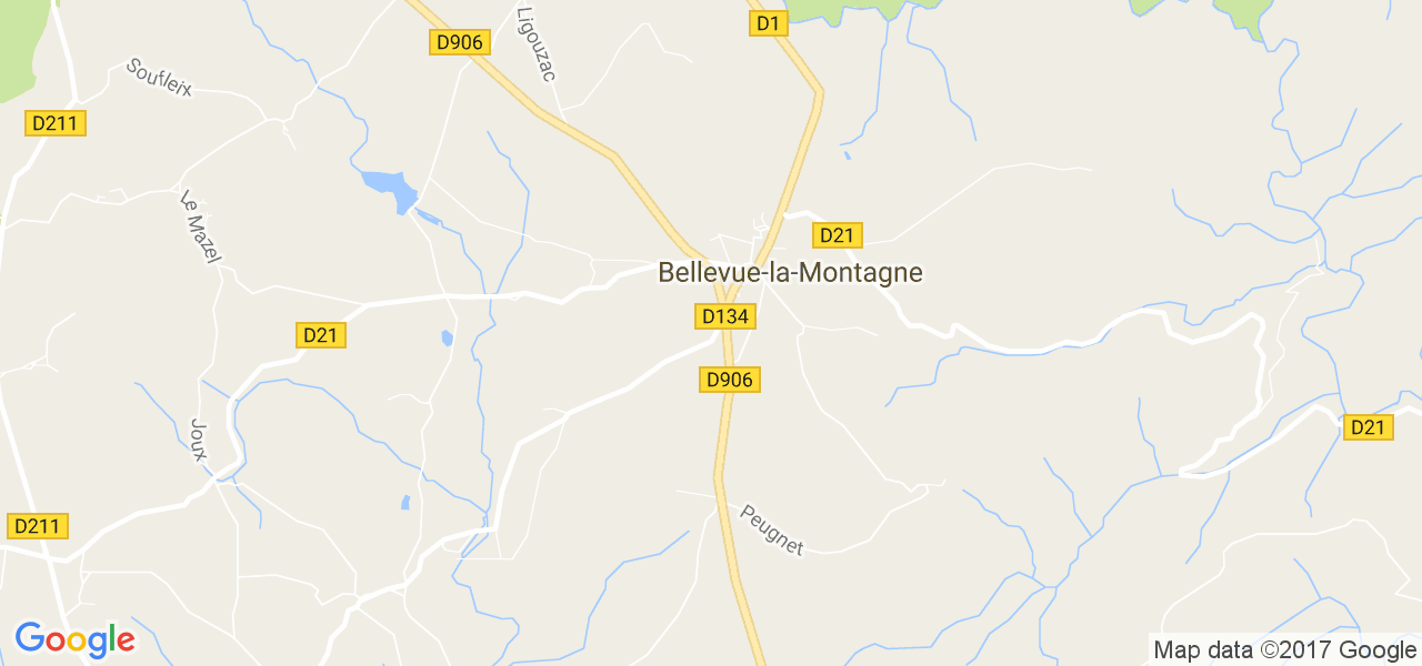 map de la ville de Bellevue-la-Montagne