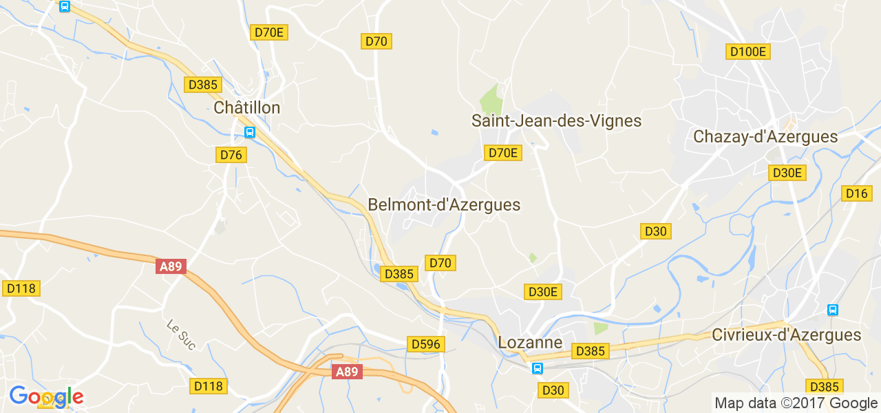 map de la ville de Belmont-d'Azergues