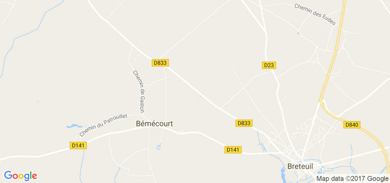 map de la ville de Bémécourt