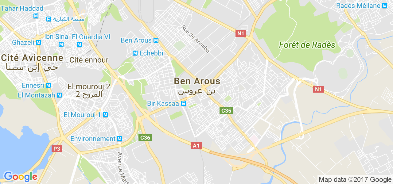 map de la ville de Ben Arous