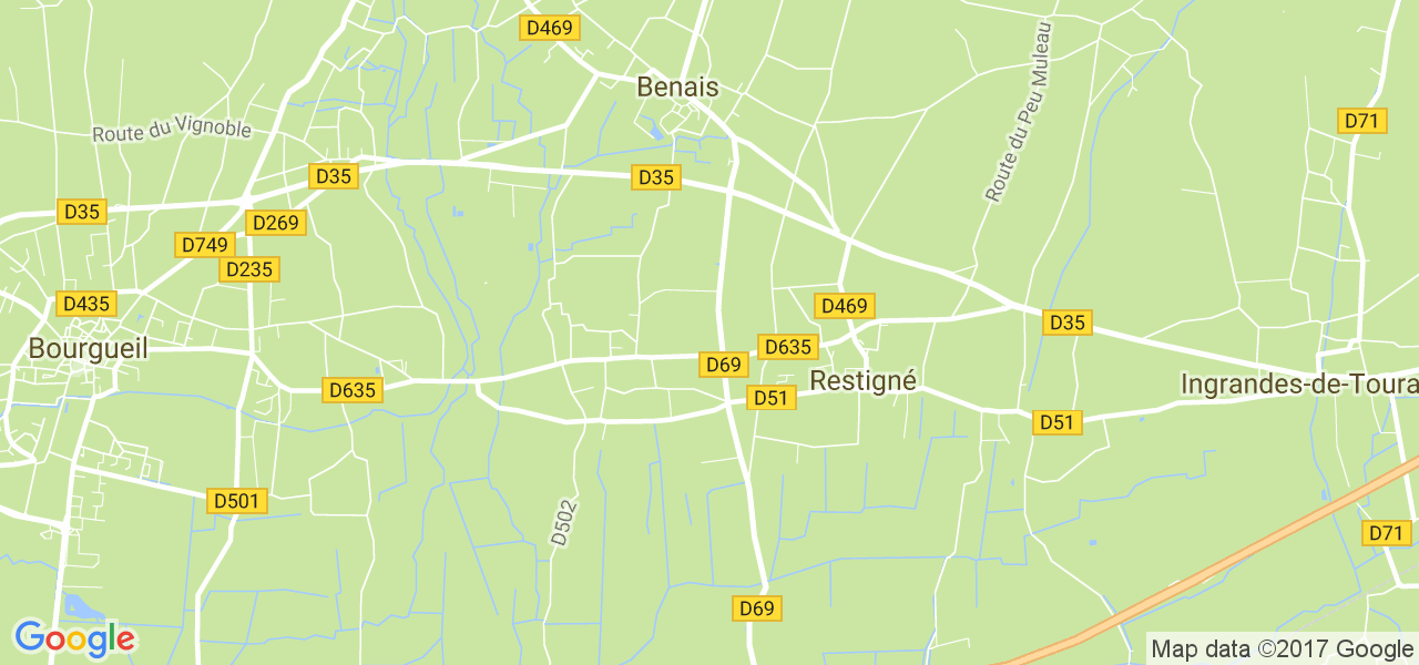 map de la ville de Benais