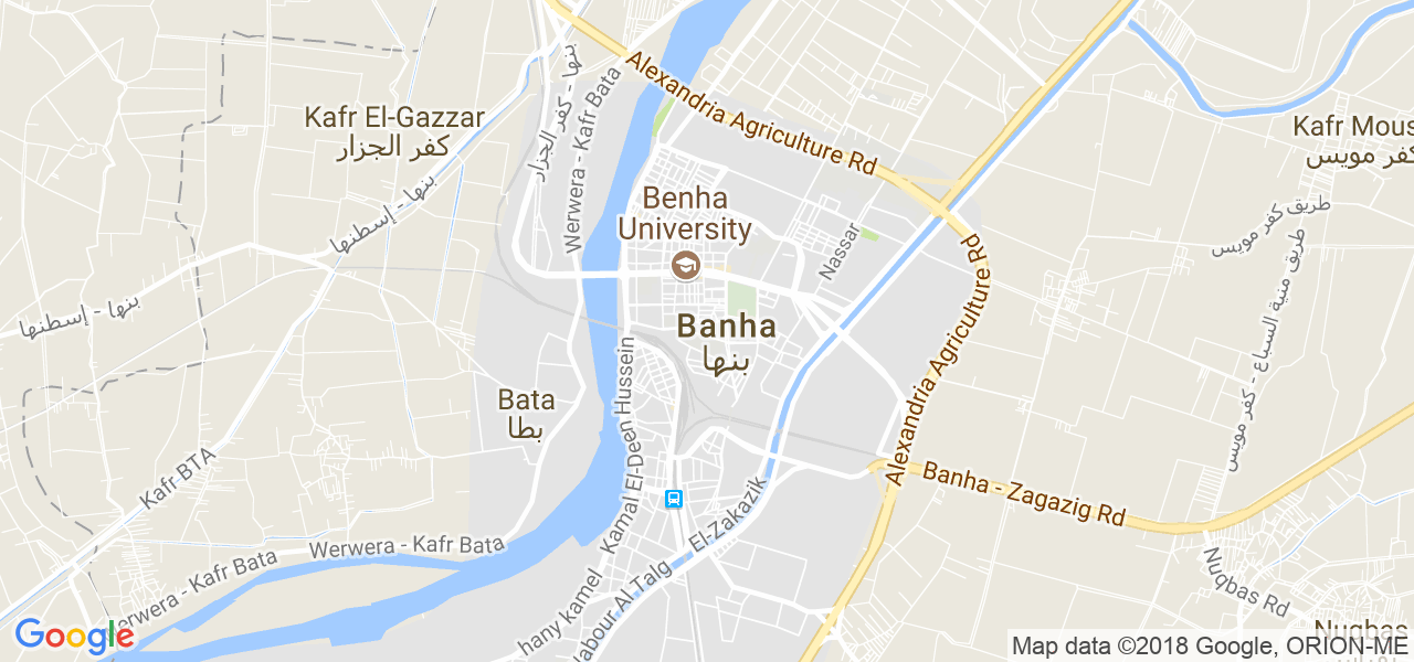 map of the city of Benha