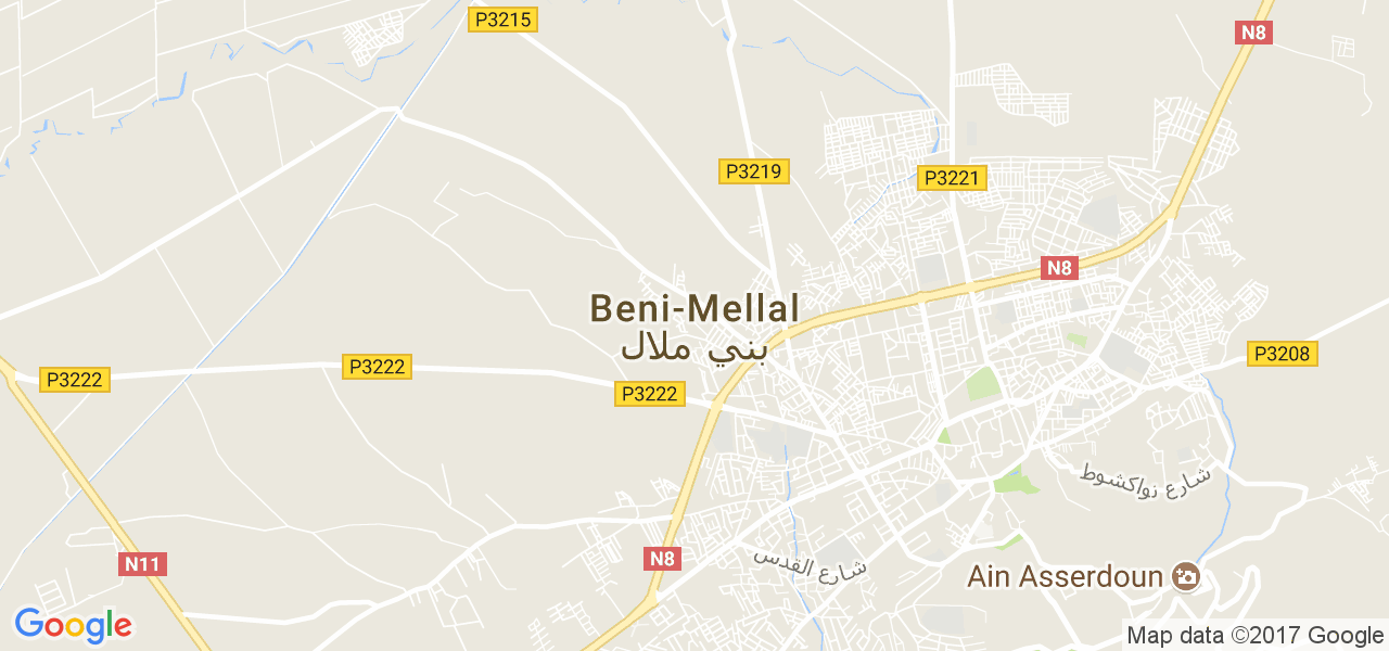 map de la ville de Beni Mellal