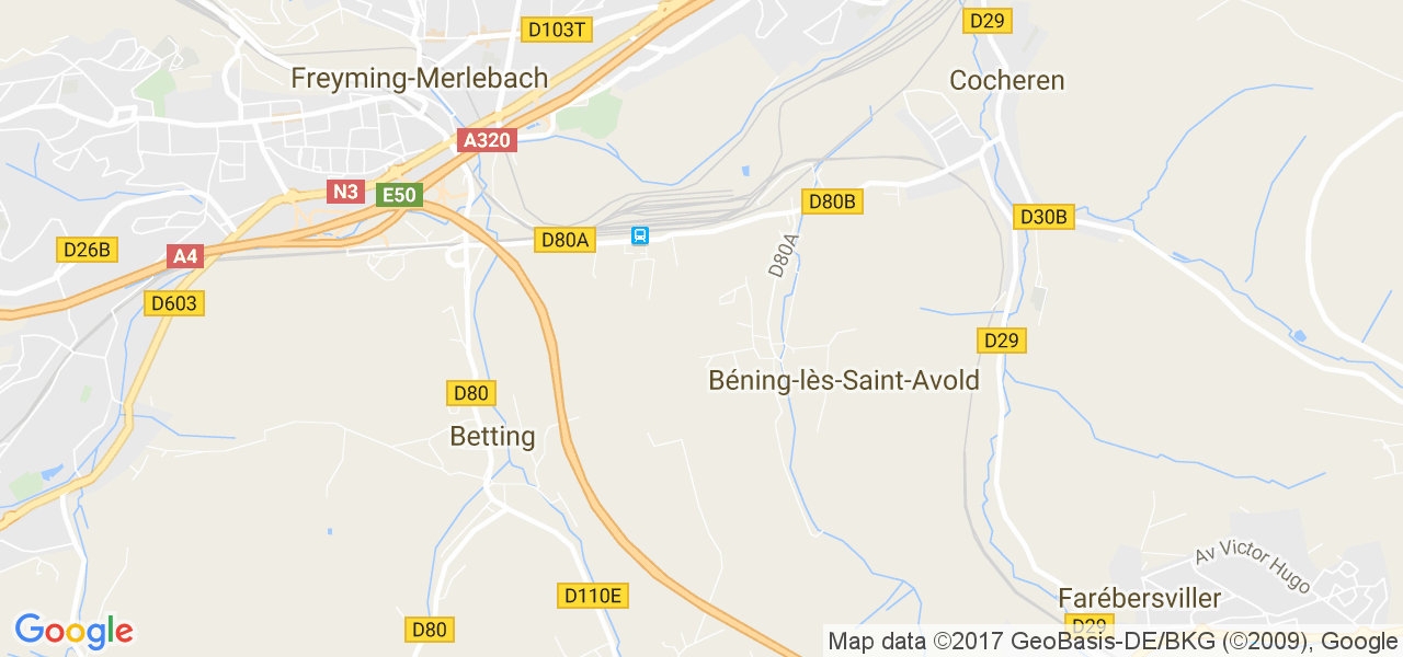 map de la ville de Béning-lès-Saint-Avold