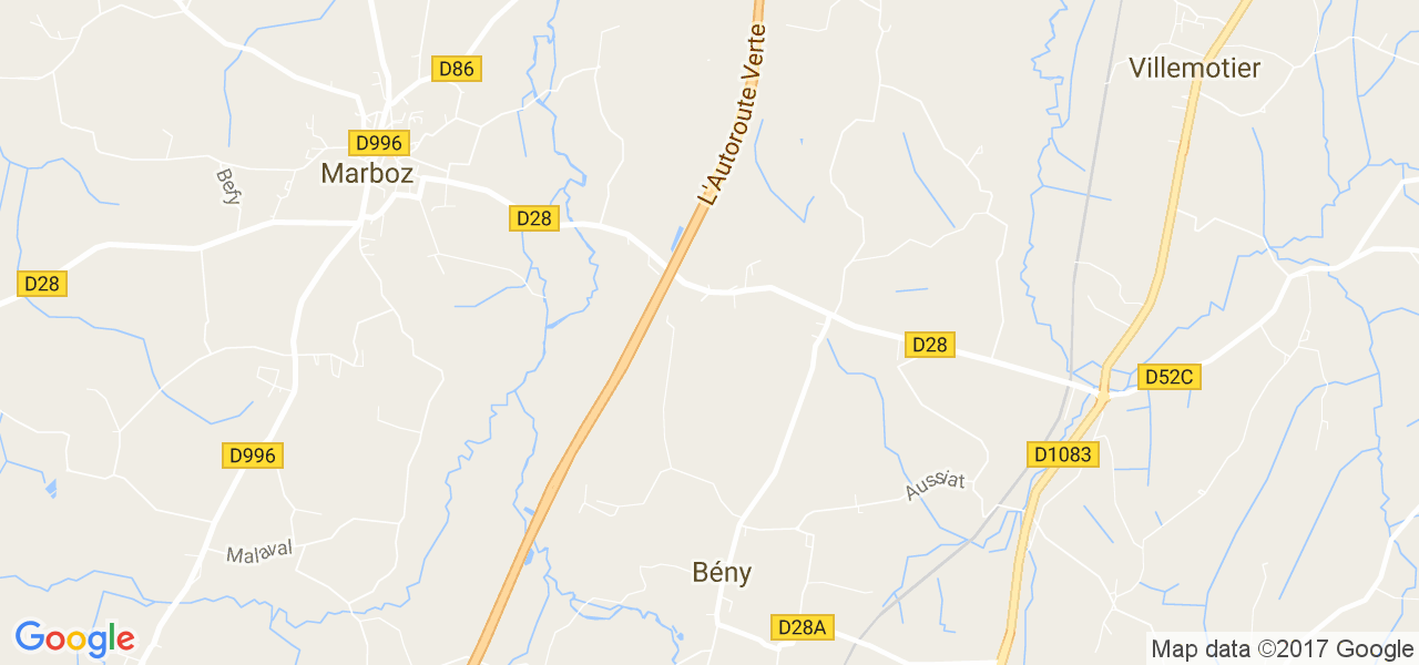 map de la ville de Bény