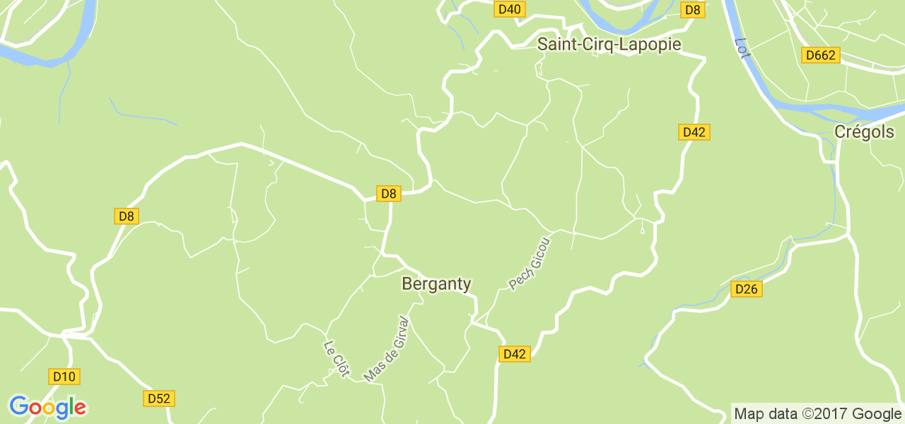 map de la ville de Berganty