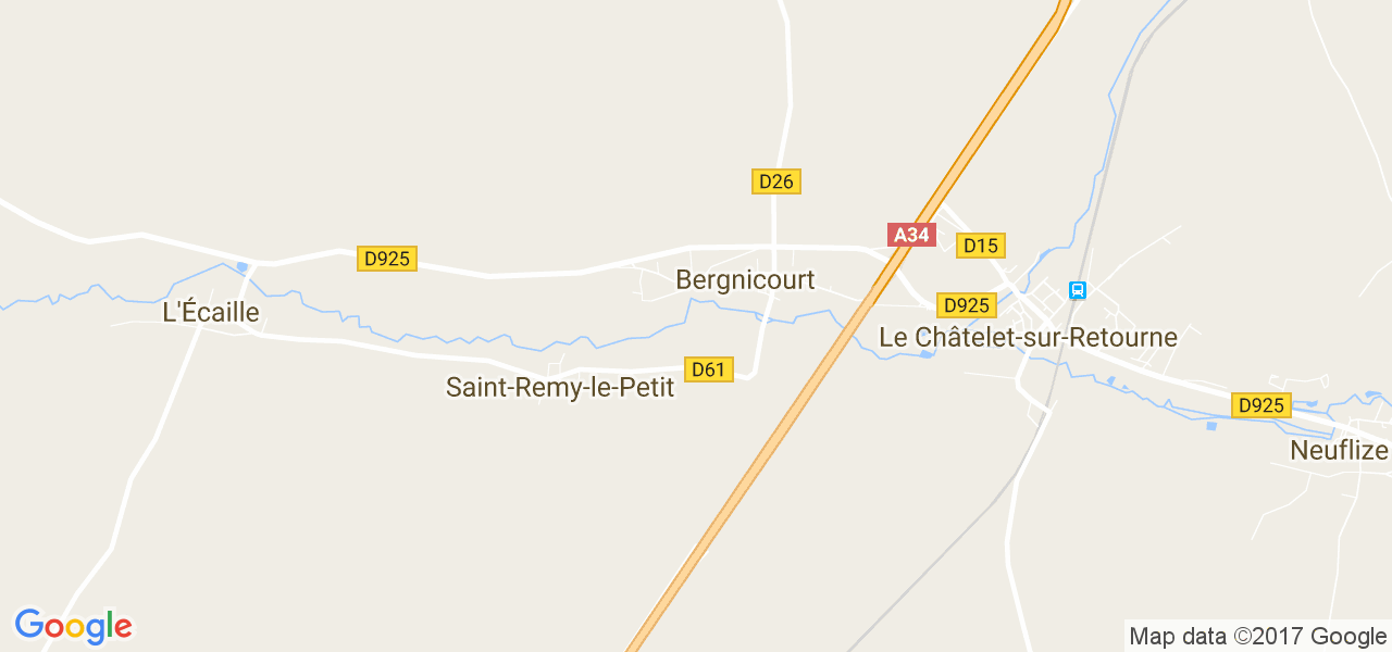 map de la ville de Bergnicourt