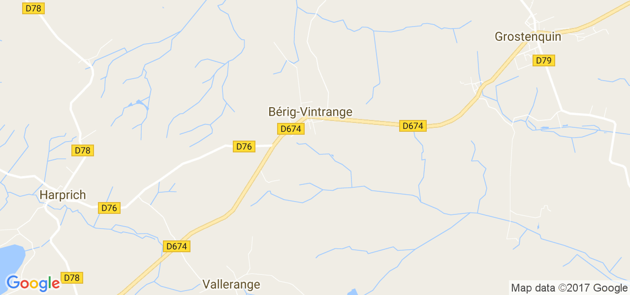 map de la ville de Bérig-Vintrange