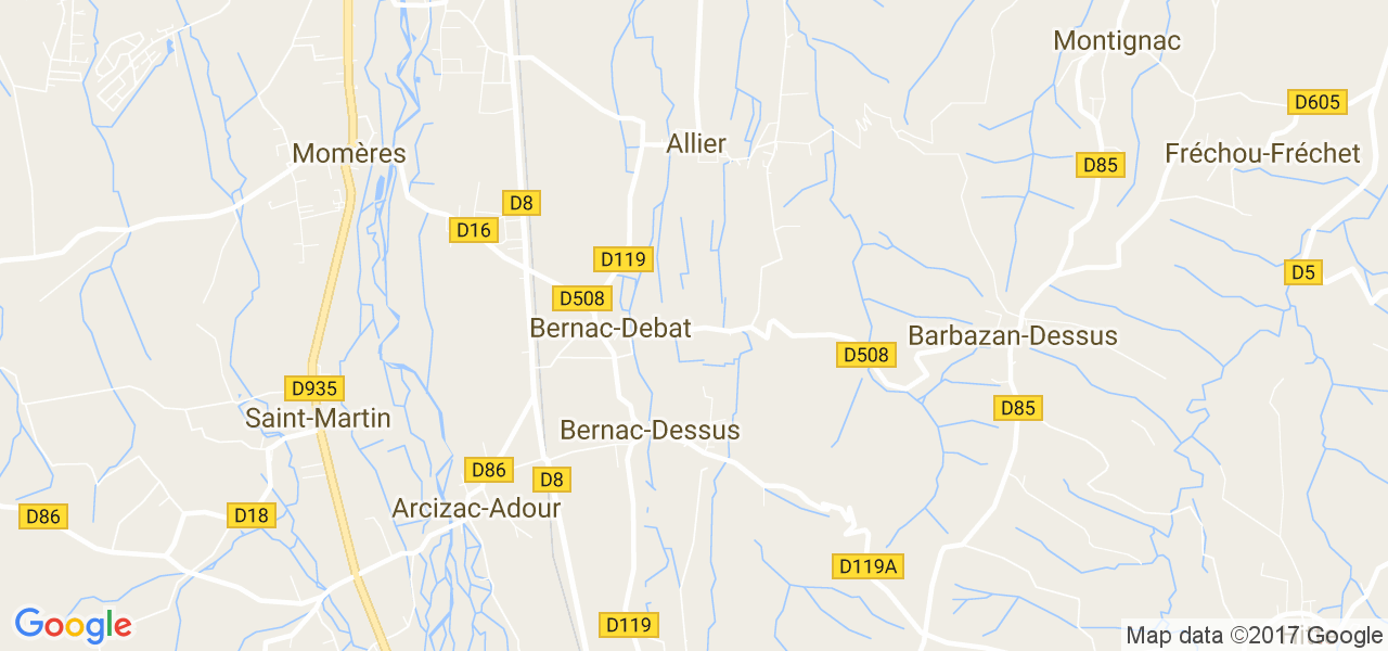 map de la ville de Bernac-Debat