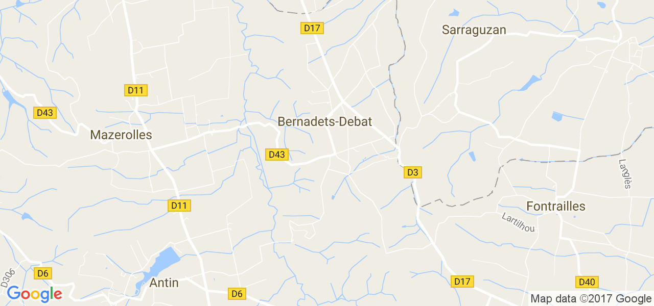 map de la ville de Bernadets-Debat