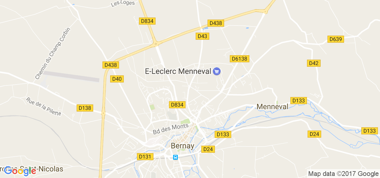 map de la ville de Bernay