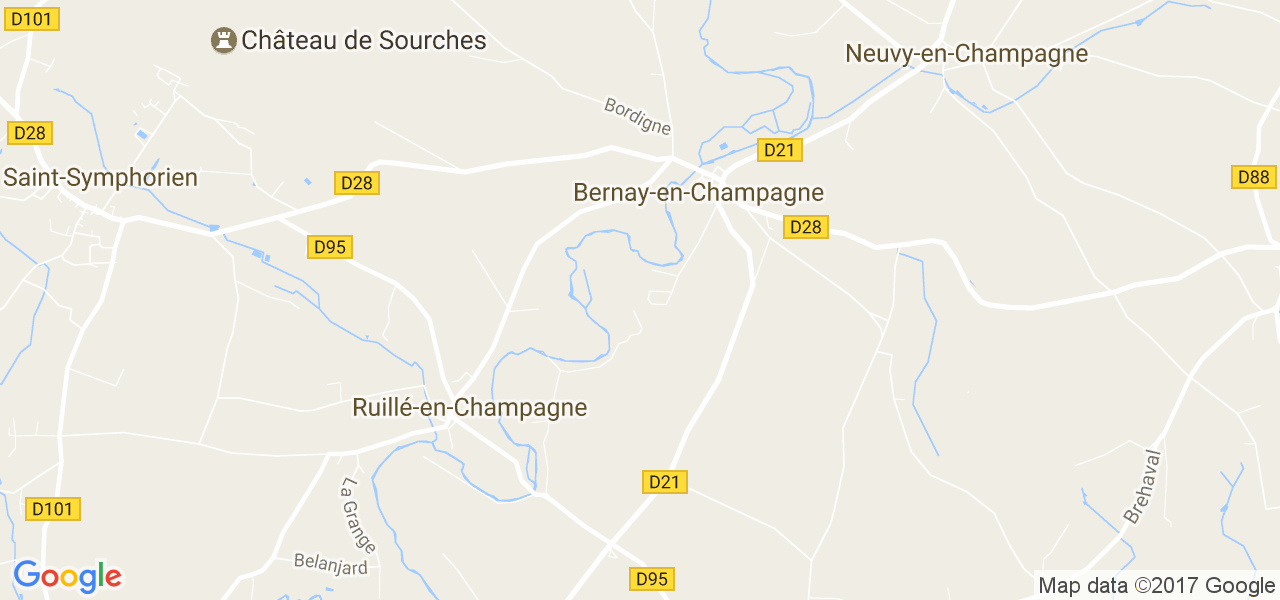 map de la ville de Bernay-en-Champagne