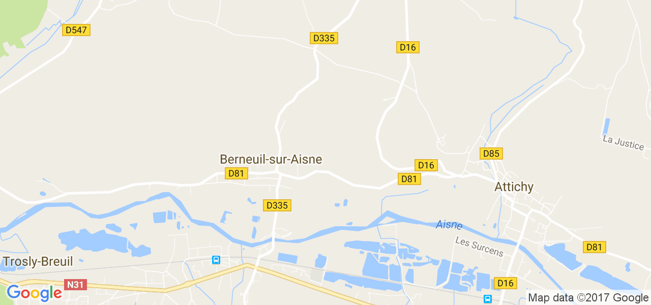 map de la ville de Berneuil-sur-Aisne