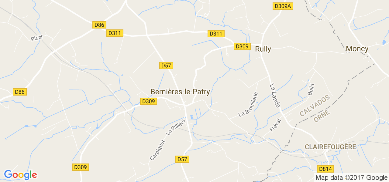 map de la ville de Bernières-le-Patry