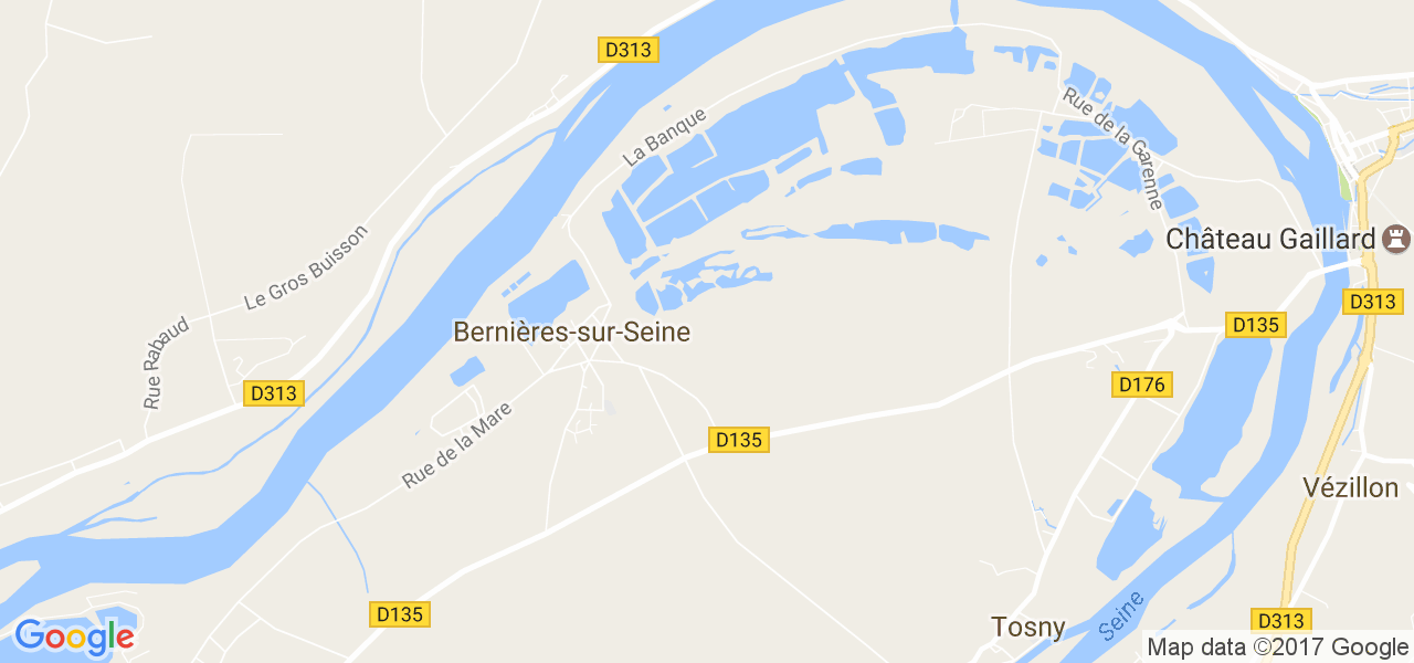 map de la ville de Bernières-sur-Seine