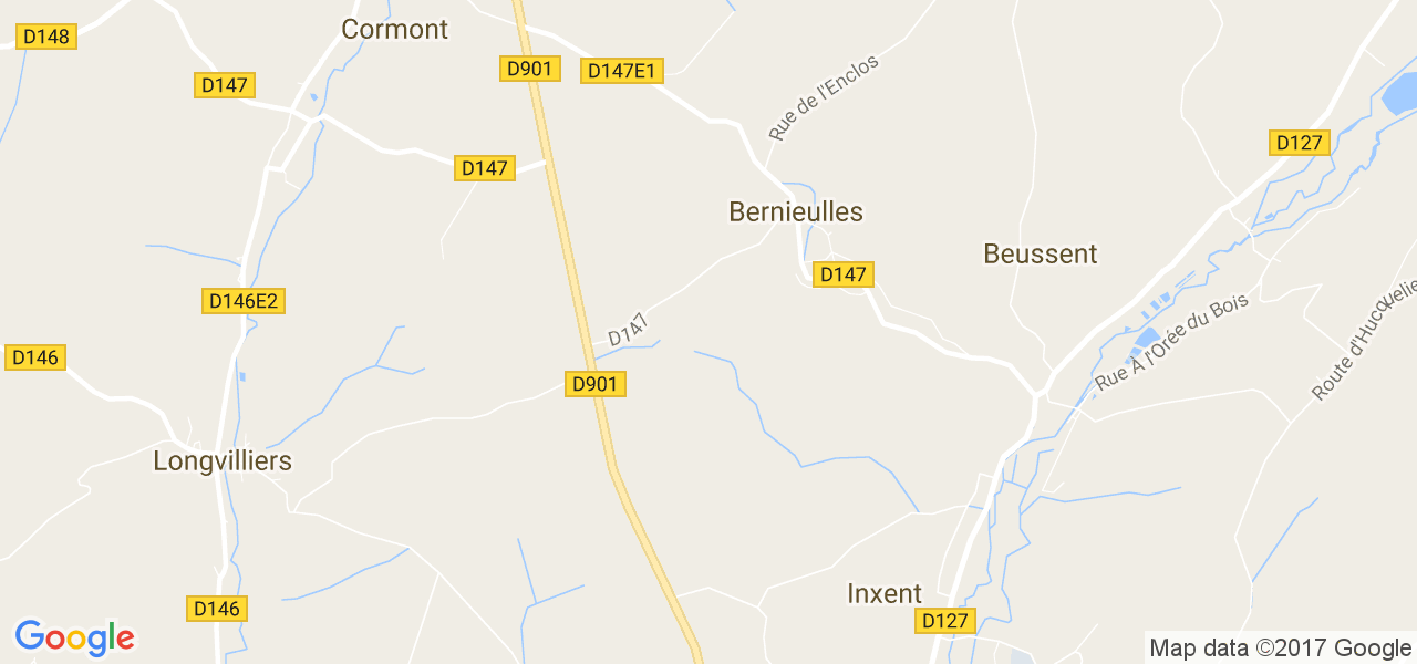 map de la ville de Bernieulles