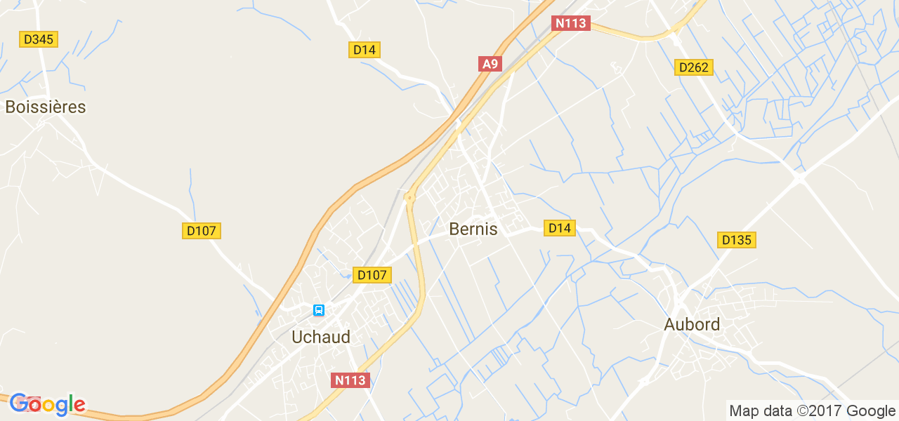 map de la ville de Bernis