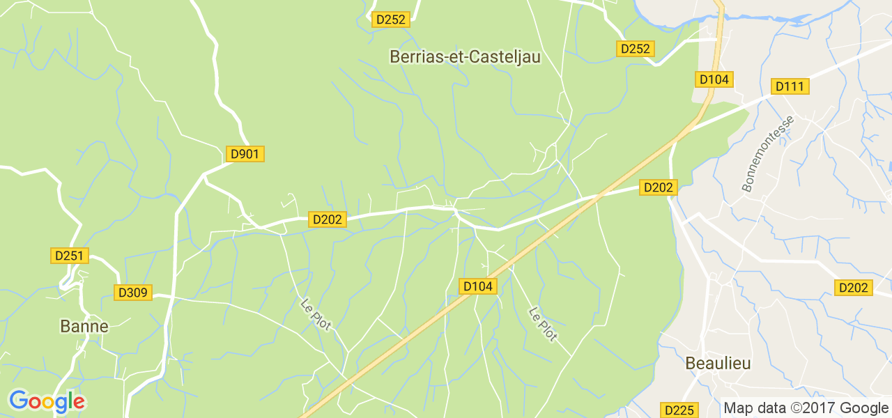 map de la ville de Berrias-et-Casteljau