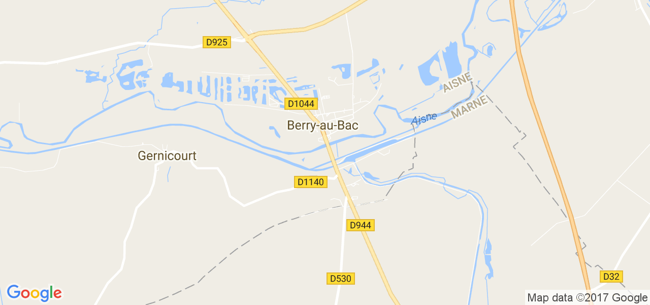 map de la ville de Berry-au-Bac