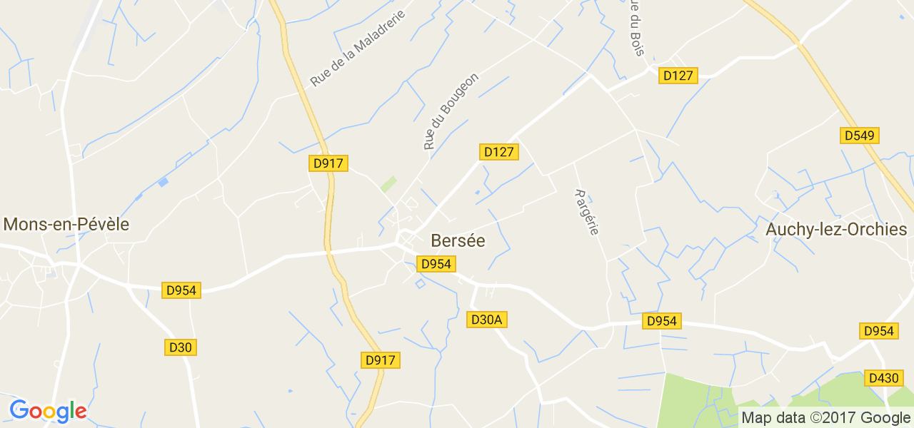 map de la ville de Bersée