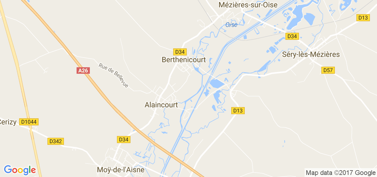 map de la ville de Berthenicourt