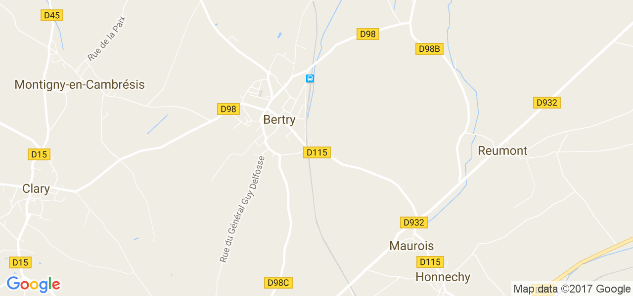 map de la ville de Bertry