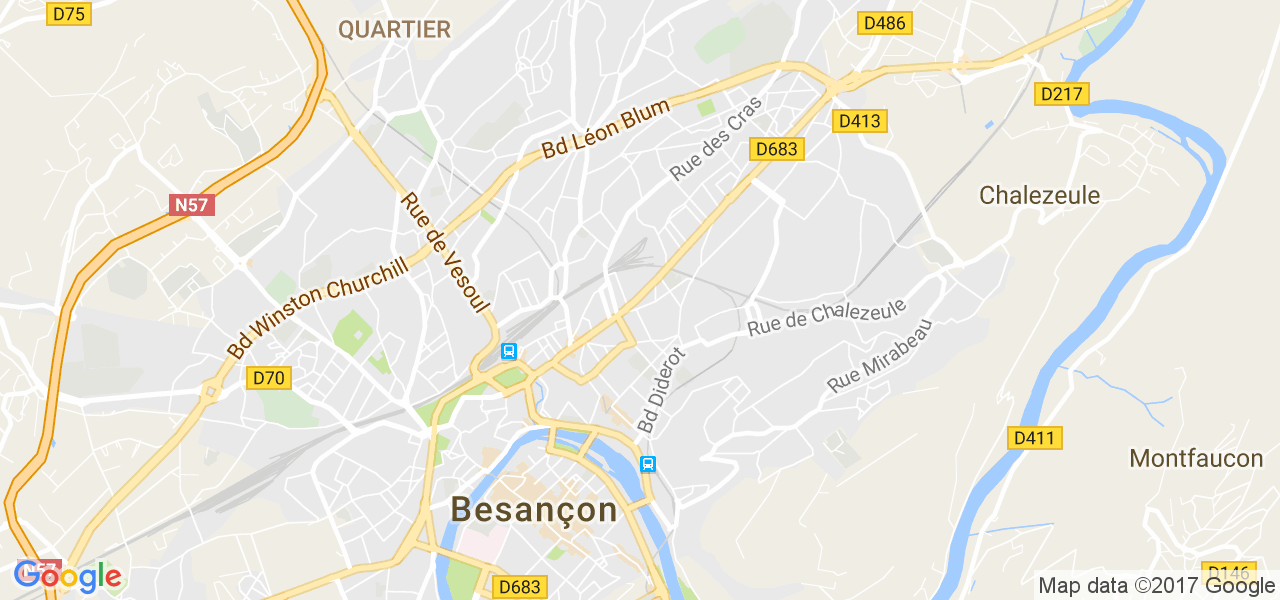 map de la ville de Besançon