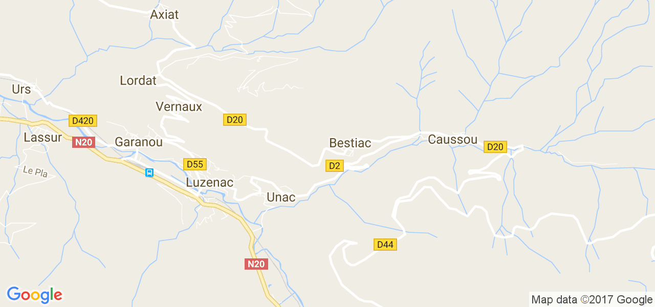 map de la ville de Bestiac