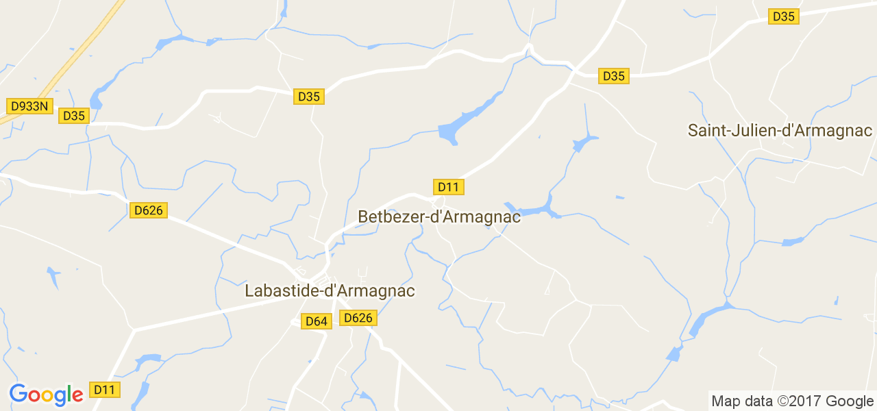 map de la ville de Betbezer-d'Armagnac