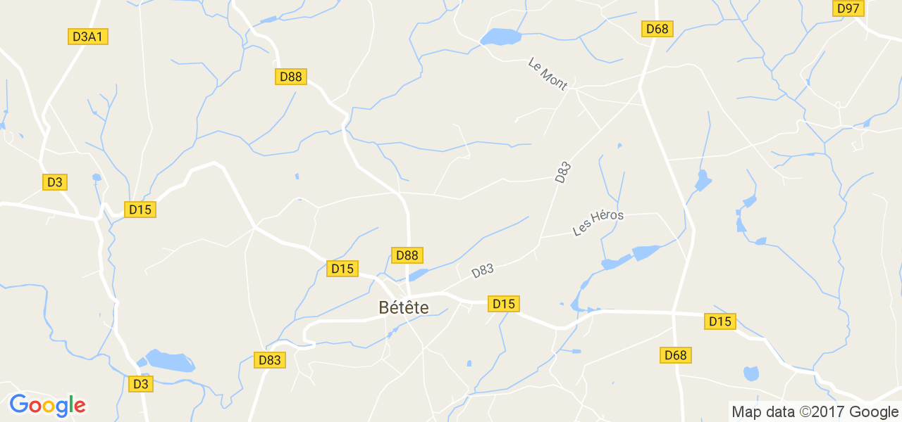 map de la ville de Bétête