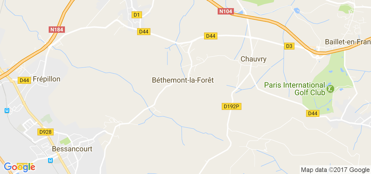 map de la ville de Béthemont-la-Forêt