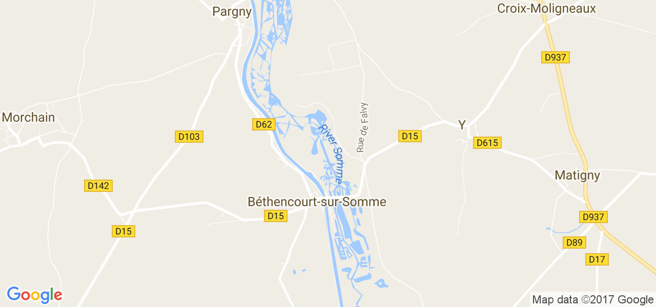 map de la ville de Béthencourt-sur-Somme