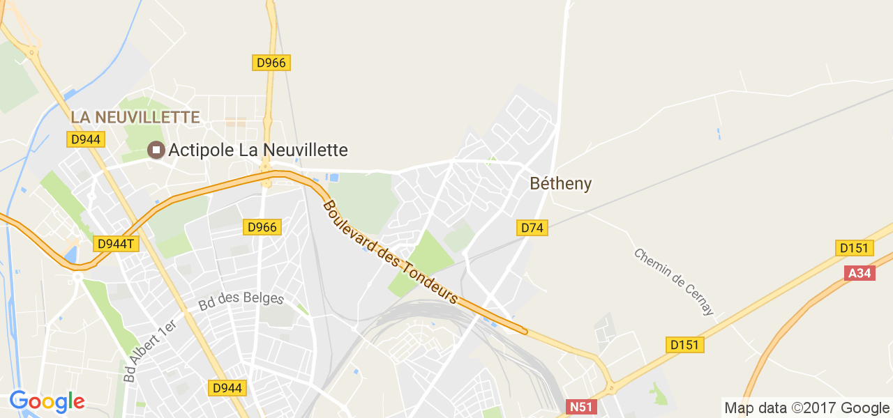 map de la ville de Bétheny