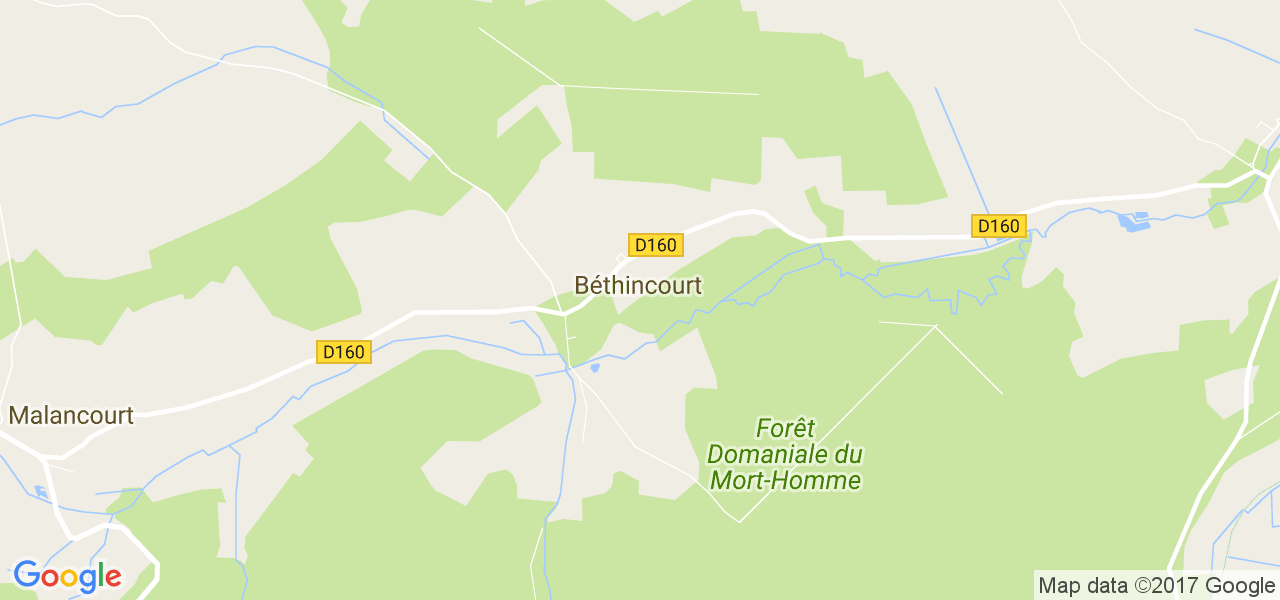 map de la ville de Béthincourt